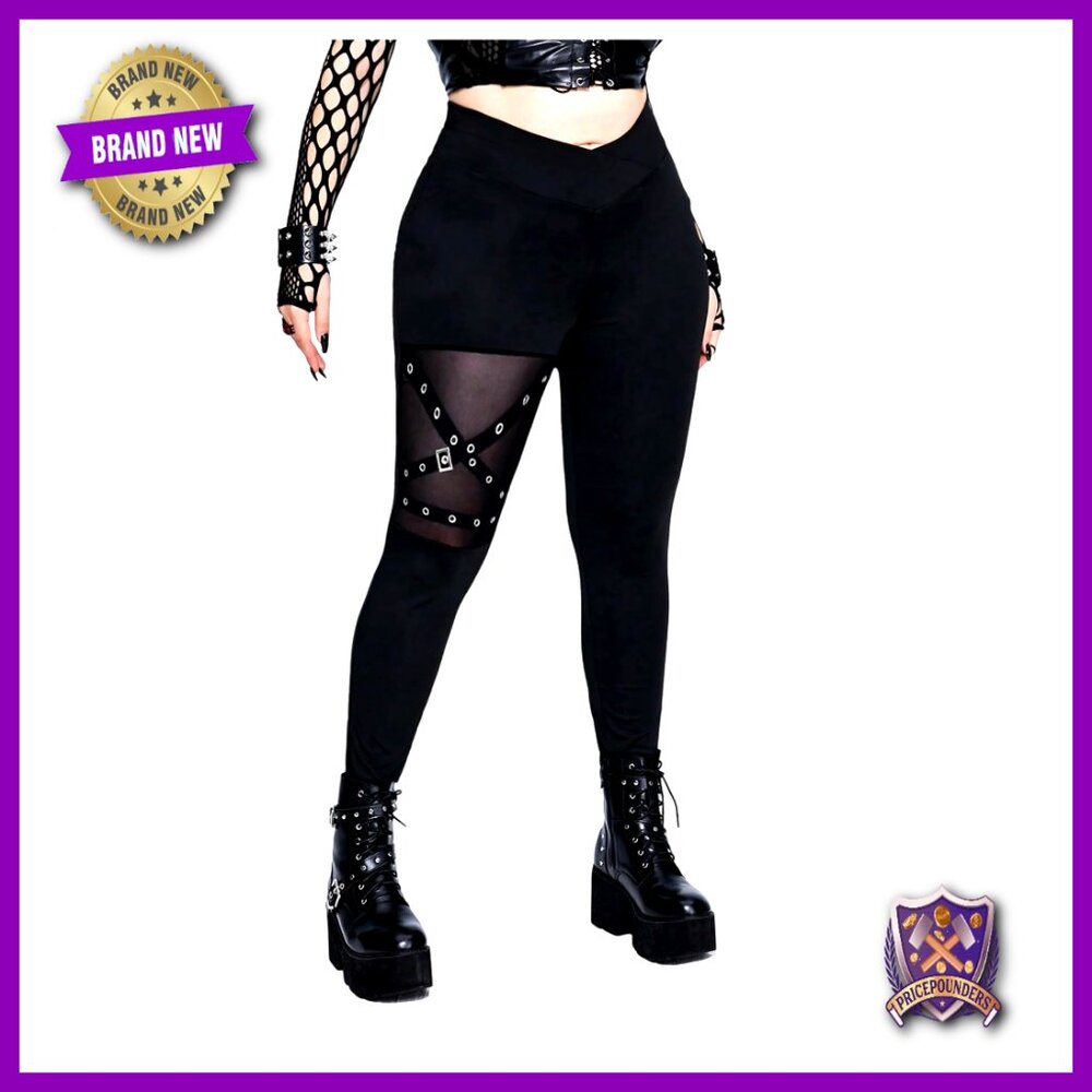 Plus Size High Waisted Patchwork Leggings Punk Co… - image 1